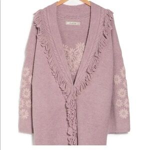 BOUNDLESS NORTH Frida embroidered fringe cardigan